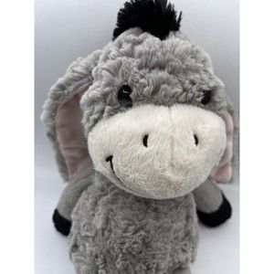 Aurora Donkey Plush Stuffed toy Sitting Smiling Gray long EARS silky fur